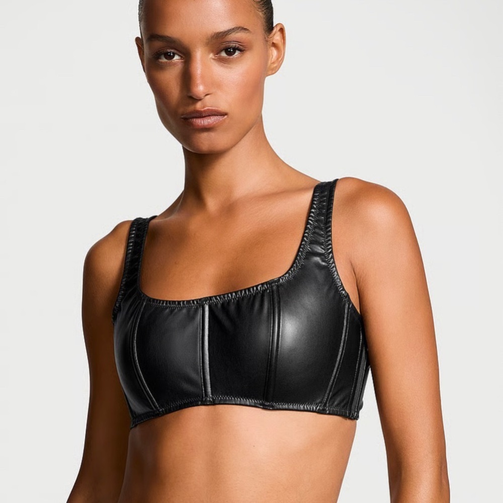 Victoria's Secret Black Faux Leather Bralette